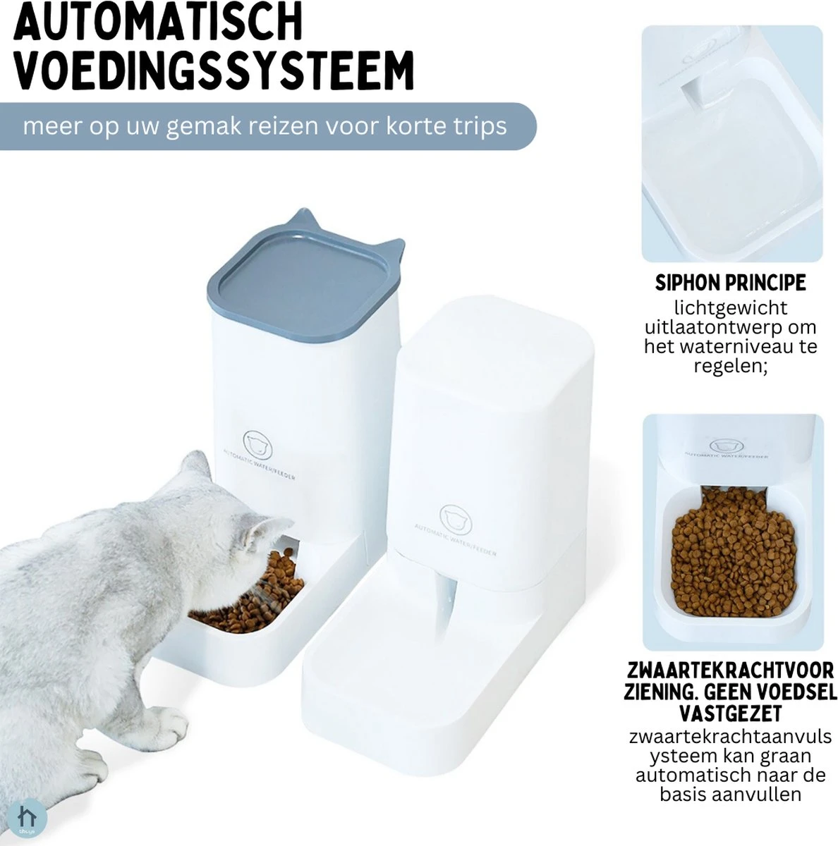 Voerbak Hond & Kat - Automatisch Voerautomaat - Dispenser Dubbel Voor Water En Voedsel - 4 Liter 2 Voerbak Hond & Kat - Automatisch Voerautomaat - Dispenser Dubbel Voor Water En Voedsel - 4 Liter - Afbeelding 2
