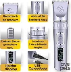 AVE Pets® Volledige Hondentondeuse Set Met Display - Draadloos Tondeuse - Scheerapparaat Voor Je Hond Of Kat - Huisdier Trimmer - Dierentondeuse - Dieren Verzorging -Huisdierbenodigdheden 1189x1200