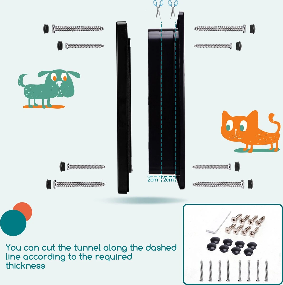Nobleza Kattenluik Met Tunnel - 4 Vergrendelingsstanden - Weerbestendig - Binnen En Buiten - 28.5 X 25 Cm - Maat XL - Zwart 7 Nobleza Kattenluik Met Tunnel - 4 Vergrendelingsstanden - Weerbestendig - Binnen En Buiten - 28.5 X 25 Cm - Maat XL - Zwart - Afbeelding 7