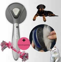 Merkloos Dierenborstel - Haarborstel Huisdieren - Borstel Voor Vacht Huisdier - Borstel Kat - Borstel Hond - Makkelijk Haar Verwijderen Met één Klik - Inclusief Speeltje - Kam Huisdier - Vachtverzorging - Massage -Huisdierbenodigdheden 1192x1200 3