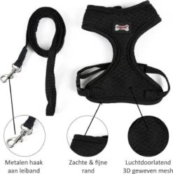 Kattenharnas - Harnas Voor Katten - Kattentuigje Met Looplijn - Zwart