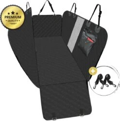 Merkloos Premium Quality Hondendeken Auto Achterbank En Kofferbak - Met Kijkvenster En Opbergvak - 100% Waterbestendig En Vuilafstotend - Veiligheid - Hoge Kwaliteit Duurzaam Materiaal - Met Gratis Verstelbare Riemen - Beschermhoes Auto - Hondendeken - Puppy