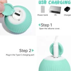 Merkloos Pecute® Elektrische Speelbal - Slimme Interactieve Zelfrollende Bal - Kat En Hond Speelgoed - Kattenspeelgoed - Blauw -Huisdierbenodigdheden 1194x1200 14