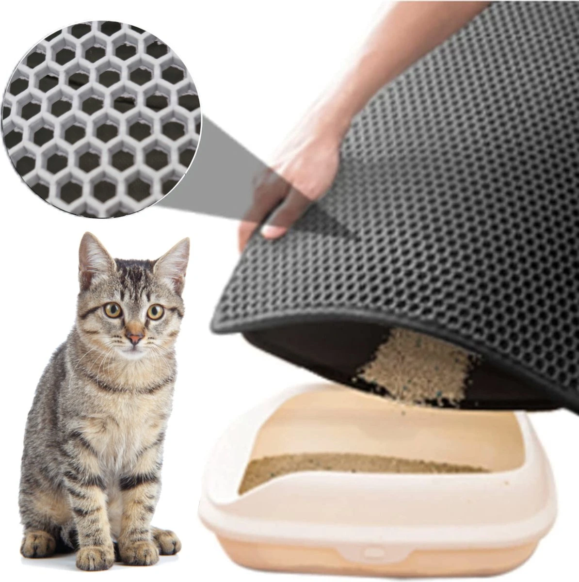 Blue Eyes Kattenbakmat, 30 Cm X 40 Cm, (!!! MAAT !!!) Kattenbakmat, Kattenbakonderlegger, Honingraatdesign, Kattenbak, Waterdicht, Dubbellaags Ontwerp, Honingraatmat (grijs) 5 Blue Eyes Kattenbakmat, 30 Cm X 40 Cm, (!!! MAAT !!!) Kattenbakmat, Kattenbakonderlegger, Honingraatdesign, Kattenbak, Waterdicht, Dubbellaags Ontwerp, Honingraatmat (grijs) - Afbeelding 5