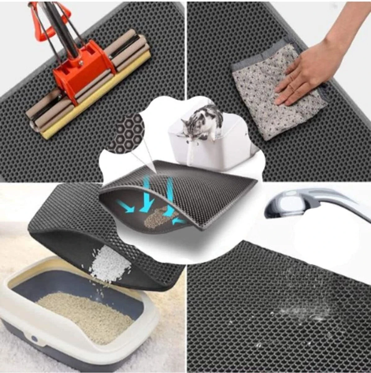 Blue Eyes Kattenbakmat, 30 Cm X 40 Cm, (!!! MAAT !!!) Kattenbakmat, Kattenbakonderlegger, Honingraatdesign, Kattenbak, Waterdicht, Dubbellaags Ontwerp, Honingraatmat (grijs) 7 Blue Eyes Kattenbakmat, 30 Cm X 40 Cm, (!!! MAAT !!!) Kattenbakmat, Kattenbakonderlegger, Honingraatdesign, Kattenbak, Waterdicht, Dubbellaags Ontwerp, Honingraatmat (grijs) - Afbeelding 7