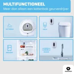Vulpes Pets® Kattenbak Geurverdrijver PRO - Ozon En Negatieve Ionen Functie - Infraroodsensor - Oplaadbaar - Geurverwijderaar - Air Eliminator - Wit -Huisdierbenodigdheden 1195x1200 8