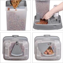 Relaxdays Voer-en Drinkbak 2 In 1- Honden Katten - Voederdispenser - Eetbak - Waterbak Donkergrijs -Huisdierbenodigdheden 1198x1200 24