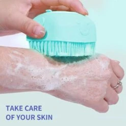 Merkloos Siliconenborstel - Massage Borstel - Silicone Massage Brush - Shampoo Borstel – Lichaamsverzorging - Scrubborstel - Badborstel - Huisdieren - Hond/Kat -Huisdierbenodigdheden 1198x1200