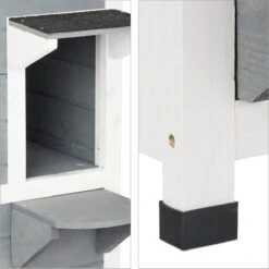 Relaxdays Kattenhuis Buiten - Groot Kattenhok Binnen - Hoog Kattenmeubel Grijs Hout - Tuin -Huisdierbenodigdheden 1198x1200 65