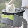 Viervoetjes - Fietsmand Voor Honden - Met HondenRiem - Draagbare Honden Fietsmand - Grijs & Groen