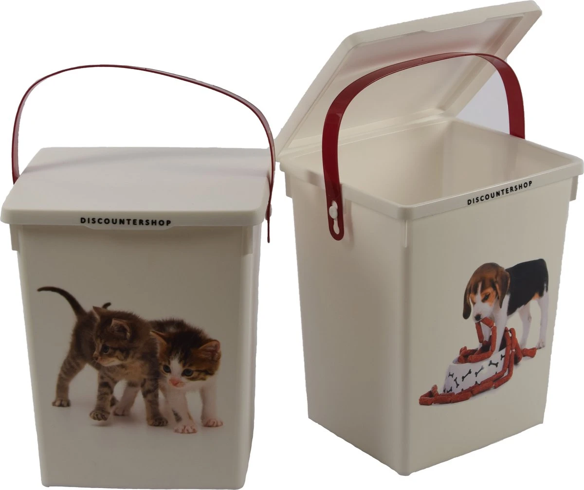 2 Stuks Voedselcontainer Kattenbak En Hondenbak-4liter - Kattencontainer - Katten- Honden -Dierenvoederbox 1 2 Stuks Voedselcontainer Kattenbak En Hondenbak-4liter - Kattencontainer - Katten- Honden -Dierenvoederbox