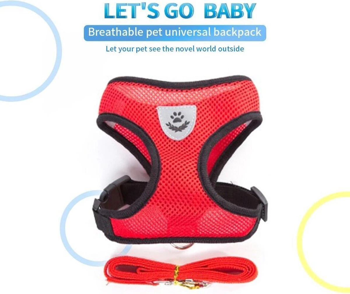 Hondentuig- Hondentuigjes Kleine Hond-hondentuigjes Puppy-Kattenspeeltjes-kat-dog-Kattenharnas-kattentuigje -kattentuigje Met Looplijn-maat M-Rood 3 Hondentuig- Hondentuigjes Kleine Hond-hondentuigjes Puppy-Kattenspeeltjes-kat-dog-Kattenharnas-kattentuigje -kattentuigje Met Looplijn-maat M-Rood - Afbeelding 3