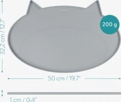 Navaris Siliconen Voederbakmat Voor Katten - Waterdichte Anti-slip Mat Voor Voerbak En Waterbak - 50x32 Cm - In Grijs Kattendesign -Huisdierbenodigdheden 1200x1009 5