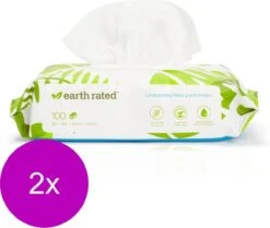 Earth Rated Schoonmaakdoekjes Hond Geurloos - Vachtverzorging - 2 X 100 Stuks