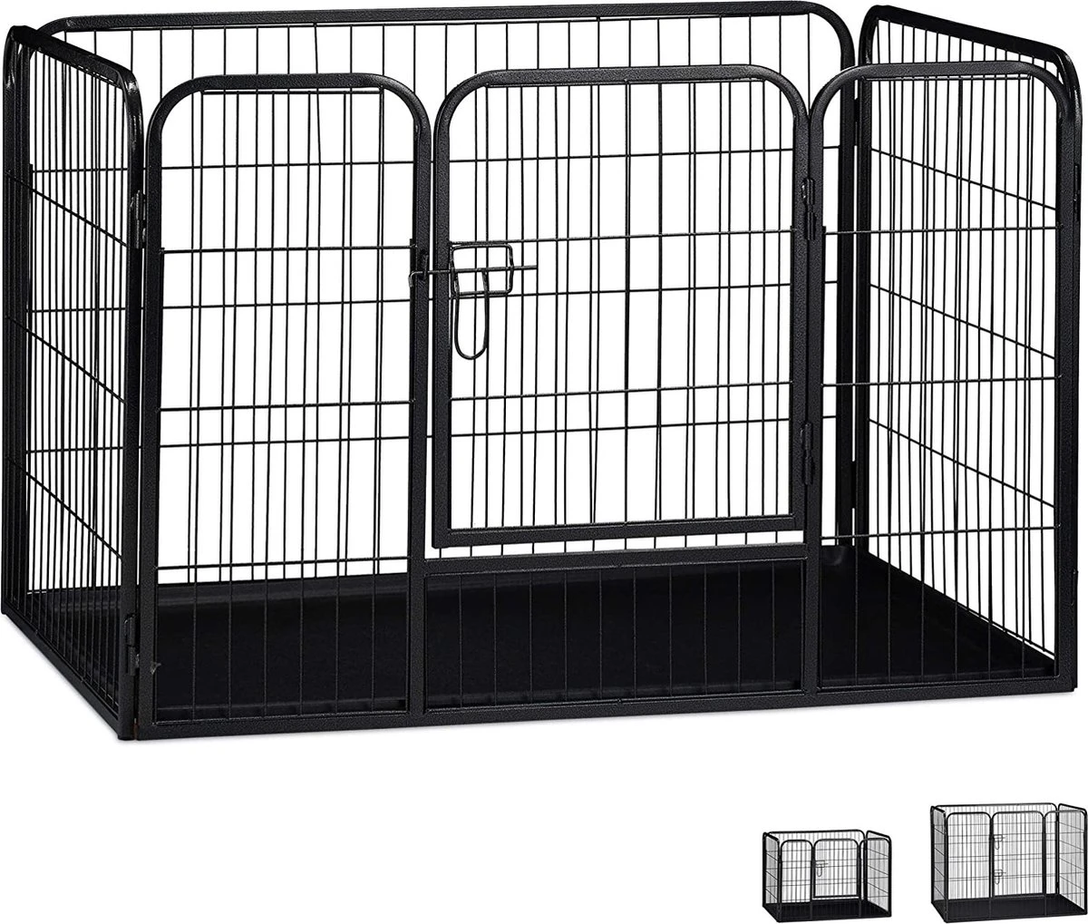 MaxxPet Puppyren - Hondenbench - Puppykennel - Hondenren - 125 X 78 X 80 Cm - Zwart 9 MaxxPet Puppyren - Hondenbench - Puppykennel - Hondenren - 125 X 78 X 80 Cm - Zwart - Afbeelding 9