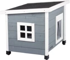 MyMax Kattenhuis - Hout - Openslaand Bitumen Dak - Kattenhuis Voor Buiten - Kattenhok - Kattenhuisje Hout - Grijs - 57*45*43CM -Huisdierbenodigdheden 1200x1020 3