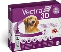 VECTRA 3D Hond - 25 Tot 40 Kg - Anti Vlooien- En Tekendruppels - 3 Pipetten