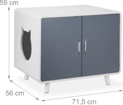 Relaxdays Kattenbak Ombouw Design - Kattenhuis Op Pootjes - Kattenmeubel Wit - Kattenkast -Huisdierbenodigdheden 1200x1021 9