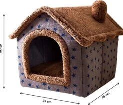 Château Animaux® Hondenhuis - Kattenhuis - 50 X 40x 46 Cm - Dierenhuis - Kattenhok - Hondentent - Hondenhuisjes Voor Binnen - Bruin -Huisdierbenodigdheden 1200x1022 9