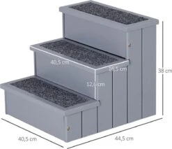 Merkloos Hondentrap Met Tapijtbekleding - Met Opbergruimte - Kattentrap - Trapje - Honden - Kat - Dieren - Hout - Grijs - 40,5 X 44,5 X 38 Cm -Huisdierbenodigdheden 1200x1035 2