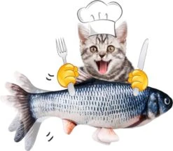 Merkloos Interactieve Oplaadbare Bewegende Vis (Grijs) - Unieke "must Have" Voor Uw Kat / Hond -Huisdierbenodigdheden 1200x1043 6