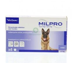 Milpro Ontwormingsmiddel - Hond Boven 5 Kg - 4 Tabletten -Huisdierbenodigdheden 1200x1048