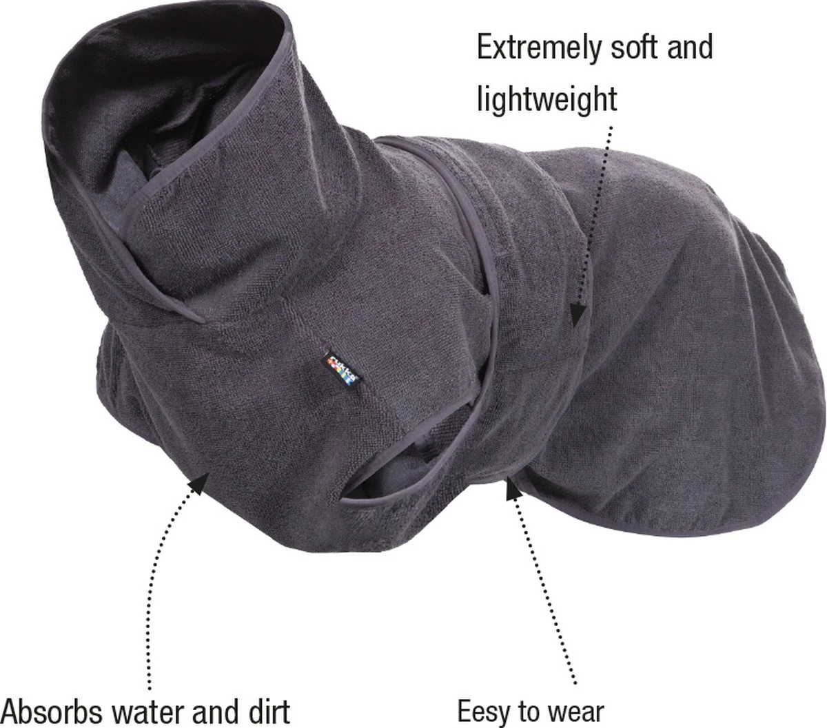 Rukka Pets Micro Light Badjas - Lichtgewicht - Microvezel - Sterk Absorberend - Maat XL 2 Rukka Pets Micro Light Badjas - Lichtgewicht - Microvezel - Sterk Absorberend - Maat XL - Afbeelding 2