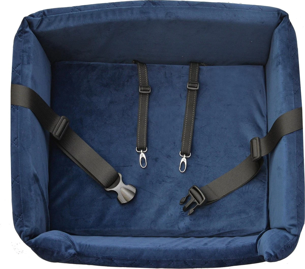 Velvet Blue - Autostoel Voor Hond - 57x50cm - Wasbaar - Hondenmand Auto - Handgemaakt 2 Velvet Blue - Autostoel Voor Hond - 57x50cm - Wasbaar - Hondenmand Auto - Handgemaakt - Afbeelding 2