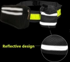 Looplijn Met Heupriem Hands Free - Hondenriem - Reflecterende Hardloopband -Elastische Leiband - Heuptas En Flessenhouder - Zwart - 150 Cm Tot 210 Cm -Huisdierbenodigdheden 1200x1061