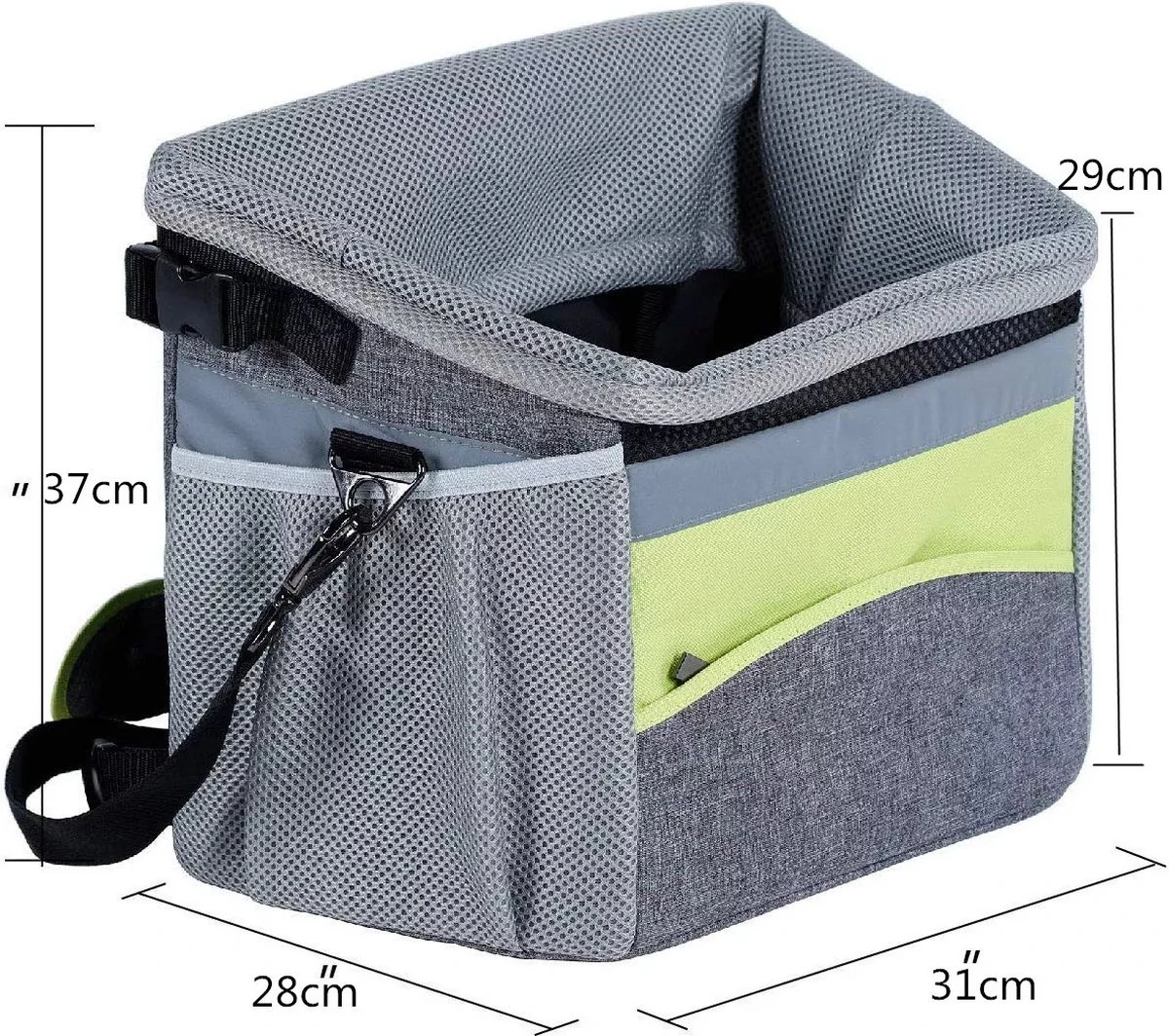 Viervoetjes - Fietsmand Voor Honden - Met HondenRiem - Draagbare Honden Fietsmand - Grijs & Groen 6 Viervoetjes - Fietsmand Voor Honden - Met HondenRiem - Draagbare Honden Fietsmand - Grijs & Groen - Afbeelding 6