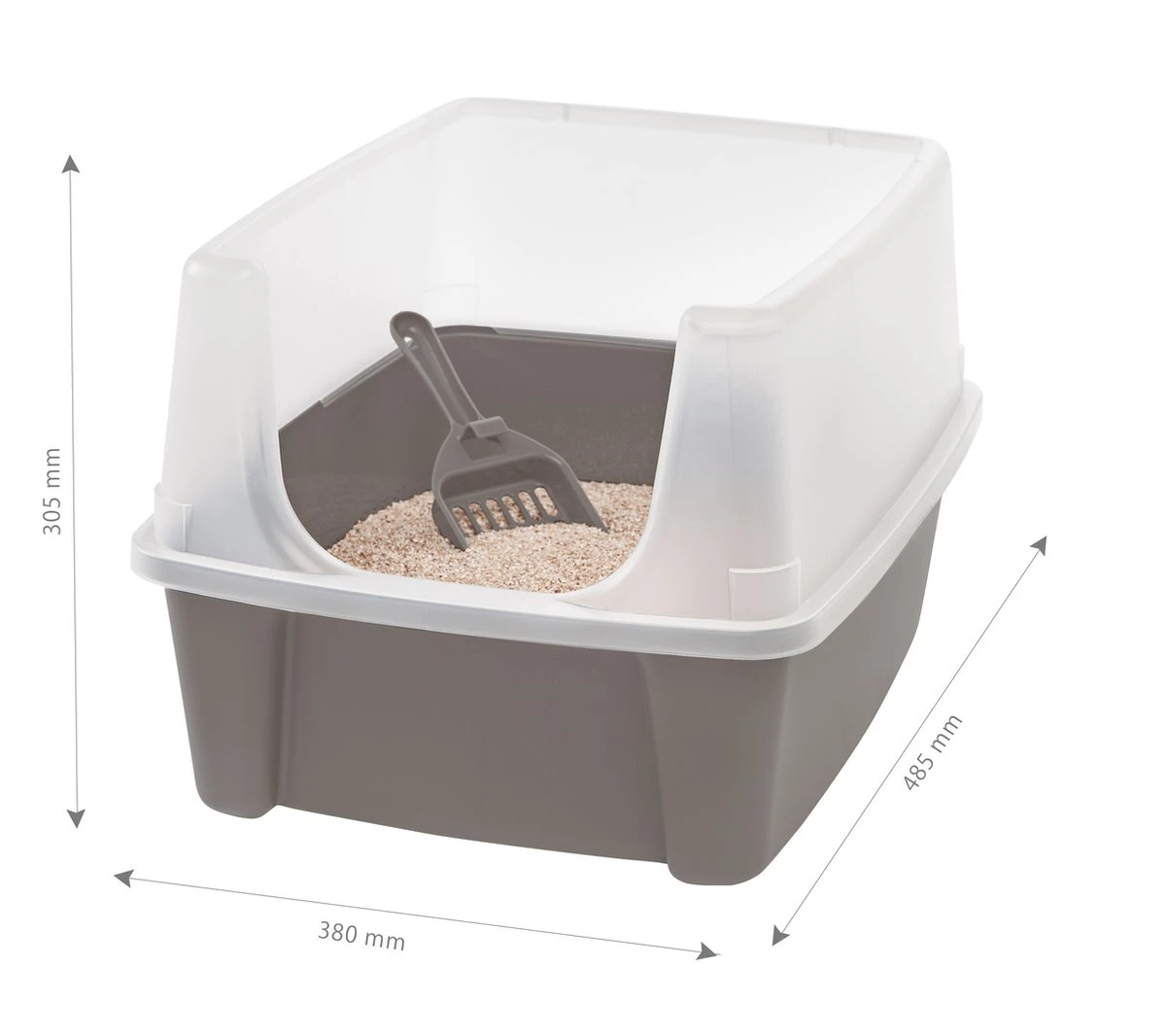 Iris Ohyama Kattenbak Open CLH-12 - Kunststof - Taupe/Wit - Met Schepje 3 Iris Ohyama Kattenbak Open CLH-12 - Kunststof - Taupe/Wit - Met Schepje - Afbeelding 3