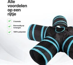 Tavaro Kattentunnel 5 Gangen - Met Speelbal - Kattenspeelgoed - Zwart / Blauw -Huisdierbenodigdheden 1200x1067 5