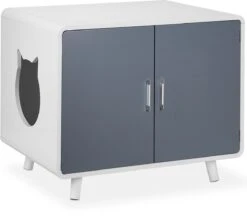 Relaxdays Kattenbak Ombouw Design - Kattenhuis Op Pootjes - Kattenmeubel Wit - Kattenkast -Huisdierbenodigdheden 1200x1067 6