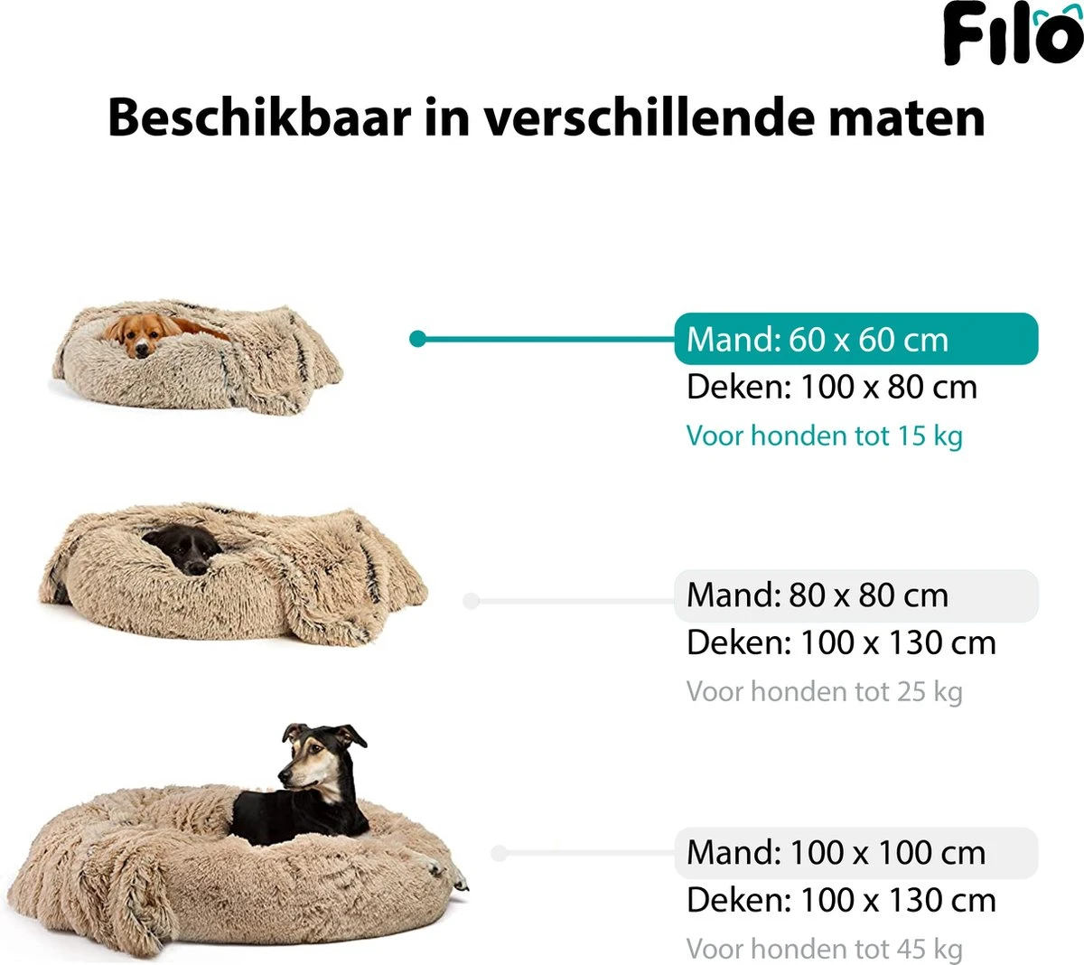 Filo Hondenmand 60cm Met Deken & Rits – Crème – Geschikt Als Kattenmand - Fluffy Donut Hondenbed Lichtbruin - Honden Mand & Bed – Hondenkussen – Kussen Hond – Katten Mand 4 Filo Hondenmand 60cm Met Deken & Rits – Crème – Geschikt Als Kattenmand - Fluffy Donut Hondenbed Lichtbruin - Honden Mand & Bed – Hondenkussen – Kussen Hond – Katten Mand - Afbeelding 4