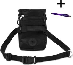Merkloos Honden Beloningtasje + Tonova Pen - Poepzakjes Tas - Beloningszakje - Heuptas - Poepzakjes Dispenser - Verstelbare Riem - Hondenpoep Zakje - Beloningstasje - Snacktasje - Zwart