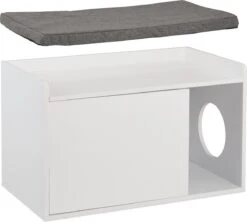 Relaxdays Kattenbak Ombouw - Met Zitkussen - Kattenhuis Wit - Kattenmeubel - Kattenkast -Huisdierbenodigdheden 1200x1080 12