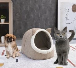 Merkloos Opvouwbaar Kattenhuis - En Hondennest – Cat House - Kattenhol - Cat Cave - Beige -Huisdierbenodigdheden 1200x1080 6