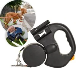 Dubbele Honden Riem – Leiband Hond – Hondenlijn – Looplijn Hond – 2 Honden – 3 Meter – Tot 12kg Per Hond – Reflecterende Lijnen – Met Zaklamp – 360° Draaien – Verstelbaar - Zwart