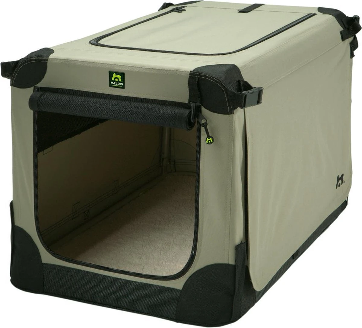 Maelson Soft Kennel - Robuuste Hondenbench Van Zacht Materiaal - Opvouwbare Kennel Met Stevig Stalen Binnenframe - Beige/zwart - XXS / XS / S / M / L / XL / XXL - 92 L 18 Maelson Soft Kennel - Robuuste Hondenbench Van Zacht Materiaal - Opvouwbare Kennel Met Stevig Stalen Binnenframe - Beige/zwart - XXS / XS / S / M / L / XL / XXL - 92 L - Afbeelding 18