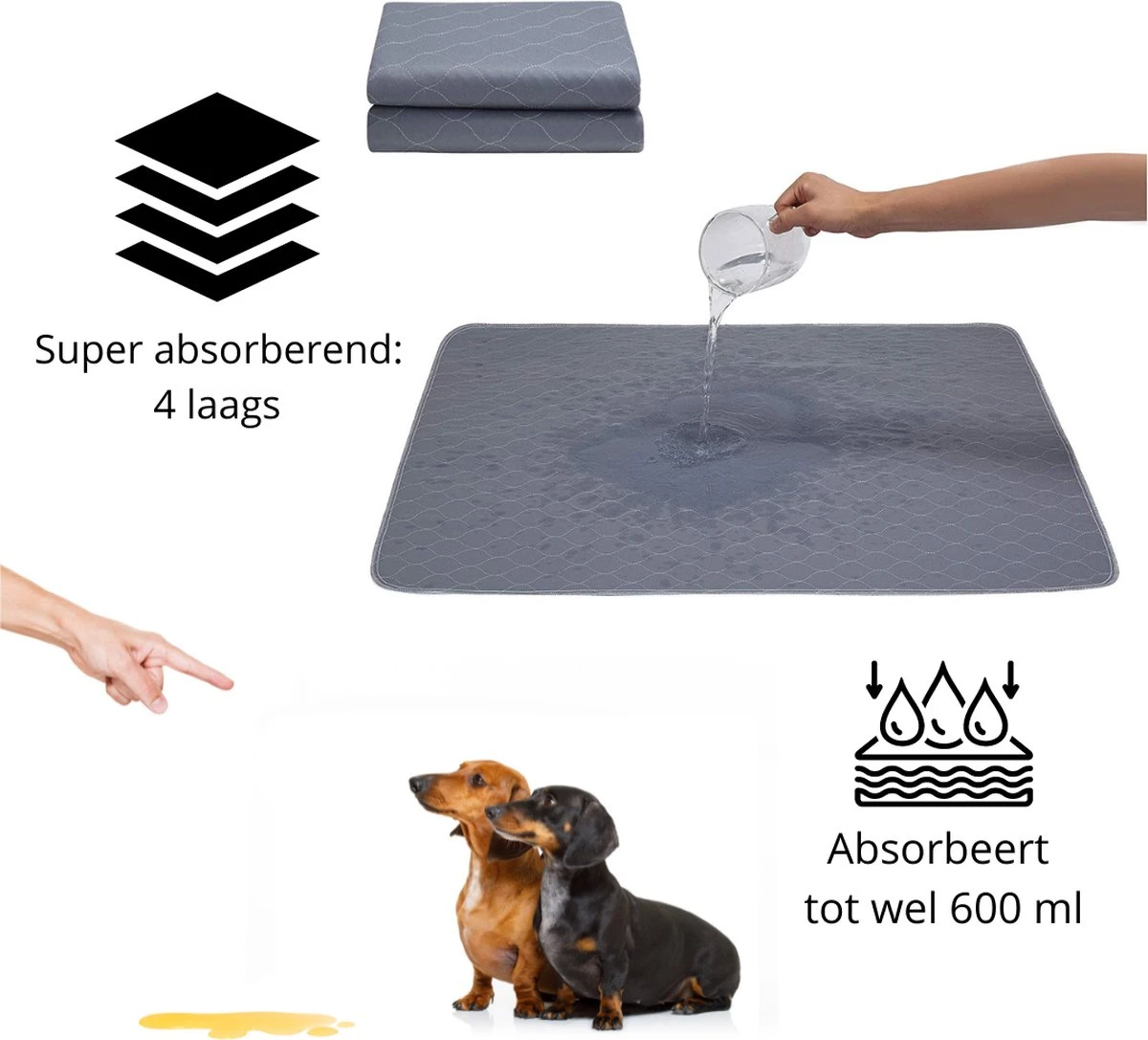 Sharon B - Puppy Training Pad - Plasmat - Beige Met Botjesprint - 80x90 Cm - Hondentoilet - Herbruikbaar - Wasbaar 5 Sharon B - Puppy Training Pad - Plasmat - Beige Met Botjesprint - 80x90 Cm - Hondentoilet - Herbruikbaar - Wasbaar - Afbeelding 5