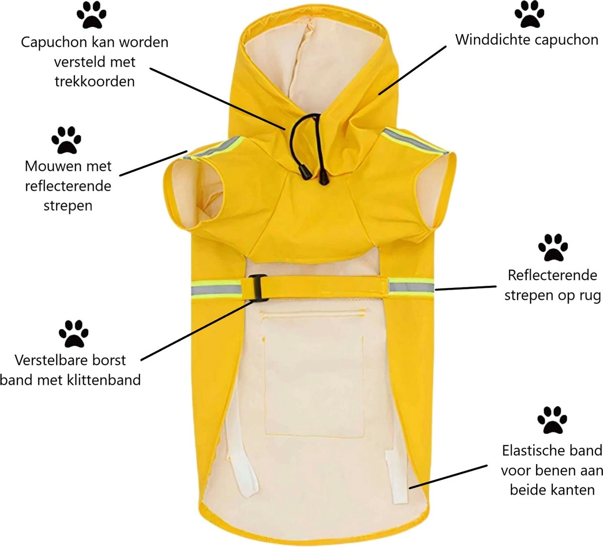 Regenjas Hond Maat XXL Hondenjas Jas Honden Puppy Hondenkleding - Geel - Dutchwide 2 Regenjas Hond Maat XXL Hondenjas Jas Honden Puppy Hondenkleding - Geel - Dutchwide - Afbeelding 2