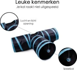 Merkloos Kattentunnel - Opvouwbaar - 3 Gangen - Voor Binnen En Buiten -Huisdierbenodigdheden 1200x1092 13