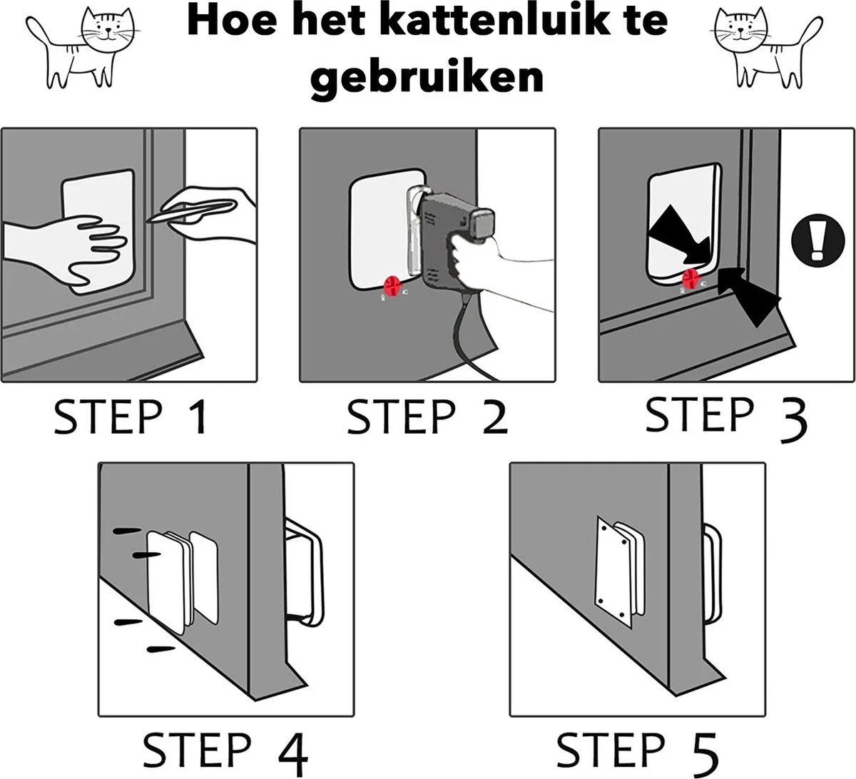 DOWO® - Kattenklep - Kattenluik - Kattenluikje - 4-weg Huisdierklep, Eenvoudige Installatie Kattendeur Huisdierendeur Aan De Muur, Houten Deur, Upvc Binnendeur, Baksteenwanden, Houten Deuren (M - Buitenmaat 20x22 Cm) 7 DOWO® - Kattenklep - Kattenluik - Kattenluikje - 4-weg Huisdierklep, Eenvoudige Installatie Kattendeur Huisdierendeur Aan De Muur, Houten Deur, Upvc Binnendeur, Baksteenwanden, Houten Deuren (M - Buitenmaat 20x22 Cm) - Afbeelding 7