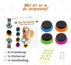 Praatknop Hond – Set Van 4 - Honden Speelgoed – Honden Training – Dogbuttons – Huisdier – Puppy Training - Hondenspeelgoed Intelligentie - Hond Opvoeden -Huisdierbenodigdheden 1200x1093
