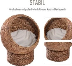 PawHut Kattenmand Rotan Kattennest Kattenbed Met Kussen Huisdierbed Bruin D30-104 16 PawHut Kattenmand Rotan Kattennest Kattenbed Met Kussen Huisdierbed Bruin D30-104 -Huisdierbenodigdheden 1200x1096 18