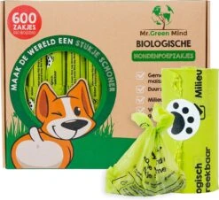 Mr. Green Mind Poepzakjes 600 Stuks - Hondenpoepzakjes - Biologisch Afbreekbaar - 40 Rollen - Hond