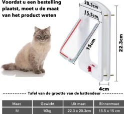 DOWO® - Kattenklep - Kattenluik - Kattenluikje - 4-weg Huisdierklep, Eenvoudige Installatie Kattendeur Huisdierendeur Aan De Muur, Houten Deur, Upvc Binnendeur, Baksteenwanden, Houten Deuren (M - Buitenmaat 20x22 Cm) 9 DOWO® - Kattenklep - Kattenluik - Kattenluikje - 4-weg Huisdierklep, Eenvoudige Installatie Kattendeur Huisdierendeur Aan De Muur, Houten Deur, Upvc Binnendeur, Baksteenwanden, Houten Deuren (M - Buitenmaat 20x22 Cm) -Huisdierbenodigdheden 1200x1098 14