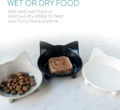 Navaris Voerbakjes Voor Katten - Set Van 3 Voer- En Waterbakken - Met Kattenkopjes Vorm - Antislip - Etensbakjes In Grijs, Wit En Zwart -Huisdierbenodigdheden 1200x1103 9