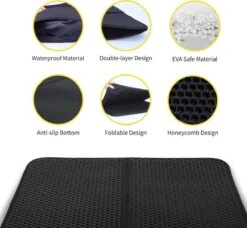 Nobleza Kattenbakmat - Kattenmat Met Filter - Kattenbak Accessoires - Grit Opvanger - 3 Lagen - Waterdicht - 60x45 Cm - Opvouwbaar - Zwart -Huisdierbenodigdheden 1200x1108 11