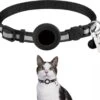 ACE Pets Reflecterende Kattenhalsband Met Veiligheidssluiting – Halsband Kat & Kitten - Met Adreskoker - Kittenhalsband & Kattenbandje Met Belletje - Geschikt Voor Apple Airtag - Zwart